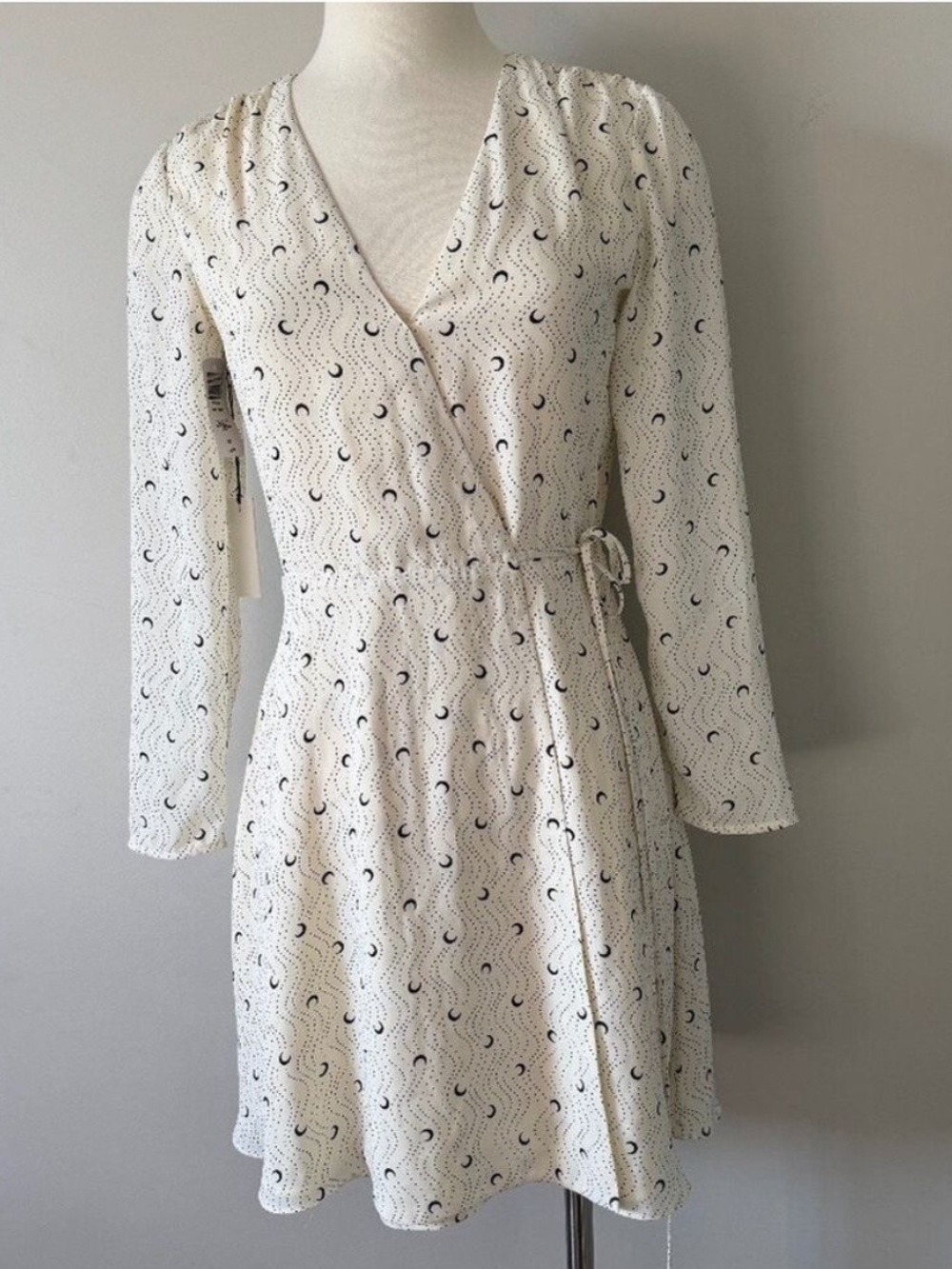 Babaton Ivory and Ebony Patterned Mini Dress Small